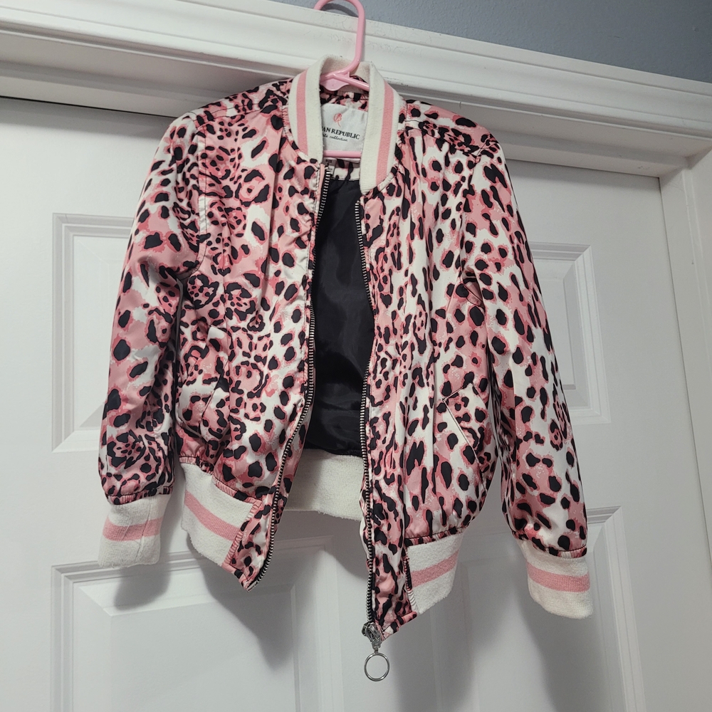 Urban Republic Pink Animal Print Kids Bomber Jacket